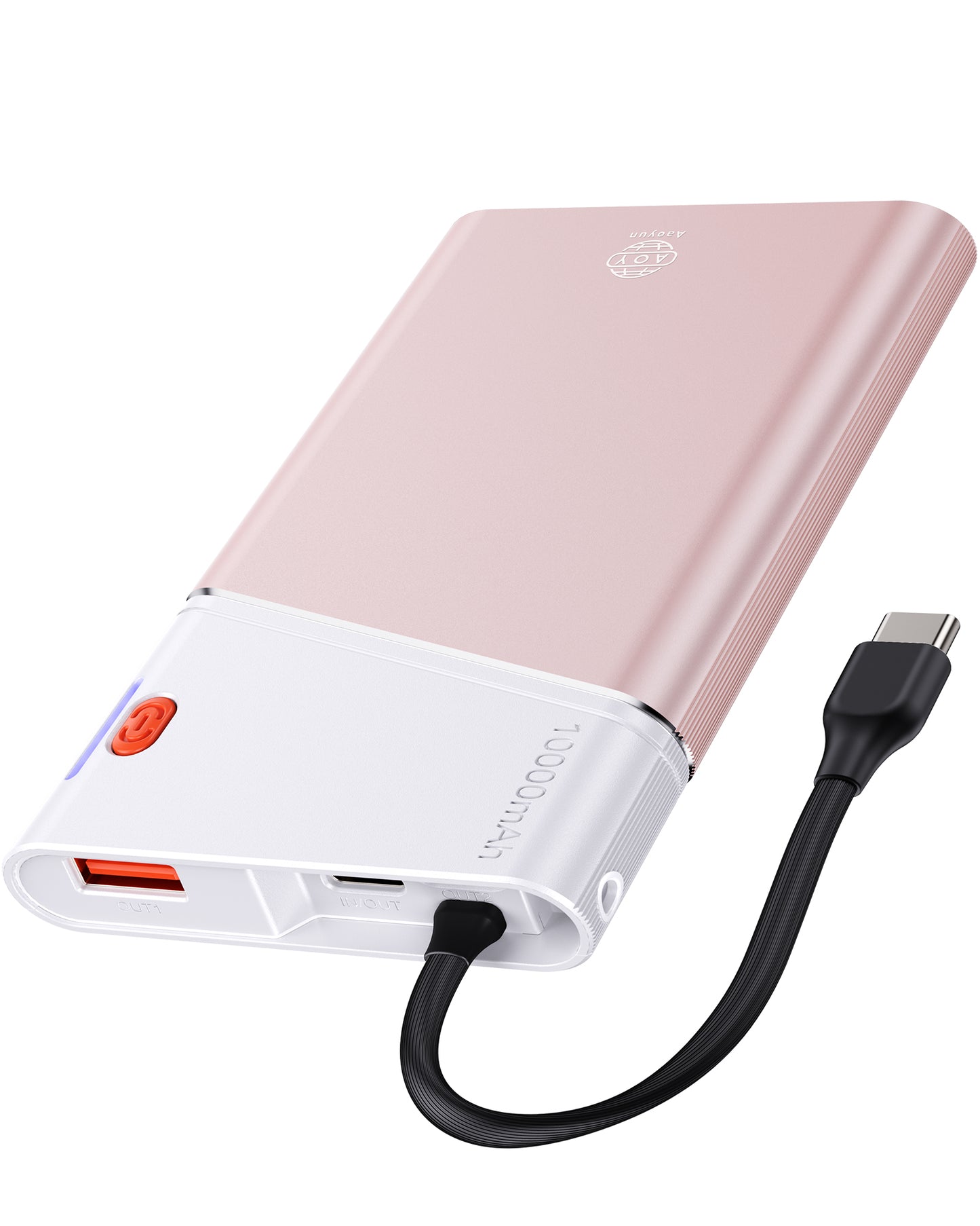 AOY-B2 ブルー 22.5W急速充電 超スリム モバイルバッテリー ケーブル付き 5000mAh/10000mAh/20000mAh
