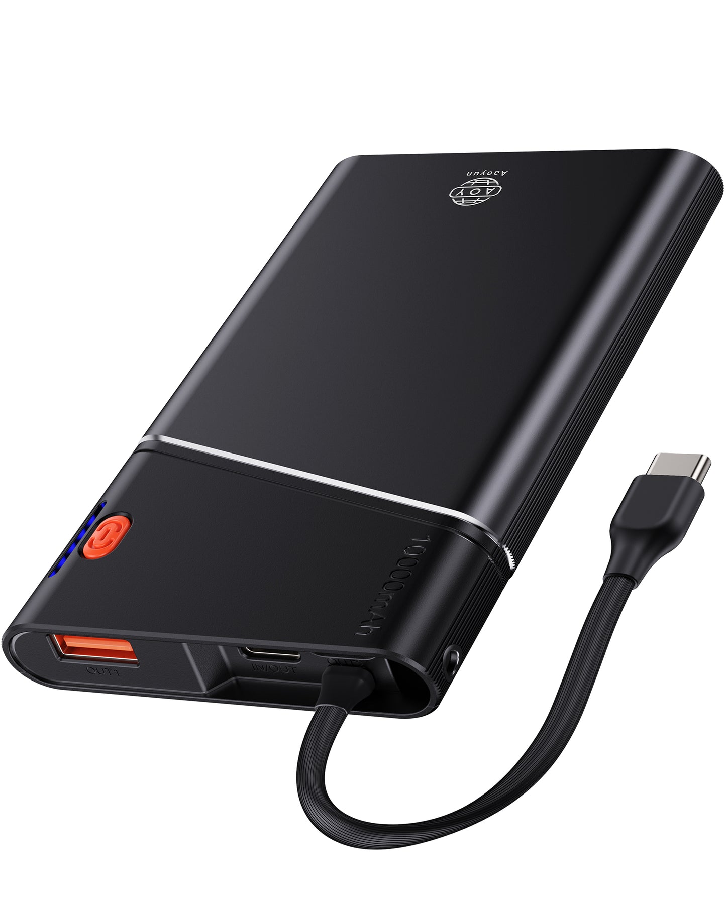 AOY-B2 ブルー 22.5W急速充電 超スリム モバイルバッテリー ケーブル付き 5000mAh/10000mAh/20000mAh