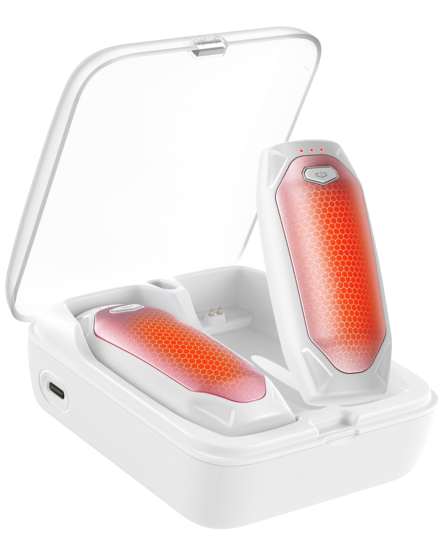 AOY-N4 ゴールド 充電式カイロ 充電ケース付き 14000mAh大容量バッテリー 2個セット 分離式 最大60時間連続発熱 3段階温度調整 超軽量 持ち運びやすい