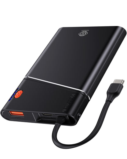 AOY-B2 ブラック 22.5W急速充電　超スリム モバイルバッテリー  ケーブル付き 5000mAh/10000mAh/20000mAh