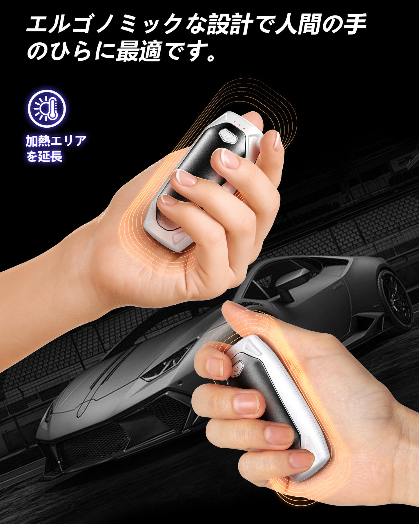 AOY-N4 ホワイト 充電式カイロ  充電ケース付き 14000mAh大容量バッテリー 2個セット 分離式 最大60時間連続発熱 3段階温度調整　超軽量　持ち運びやすい